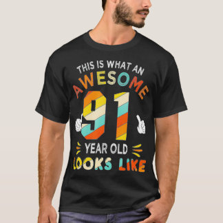 Camiseta Regalo de cumpleaños de 91 años parece gracioso 9