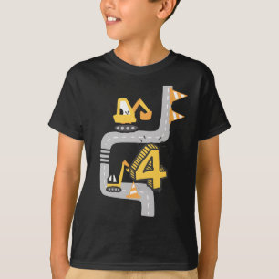 Camiseta Regalo de cumpleaños de excavadora de cuatro año