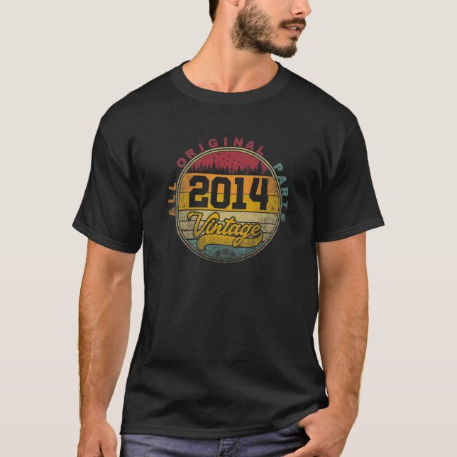 Camiseta Regalo De Cumpleaños De La Vieja Retro De 2014 De  (Anverso)