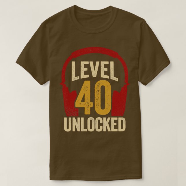 Camiseta Regalo de cumpleaños de videojuegos de nivel 40 de (Diseño del anverso)