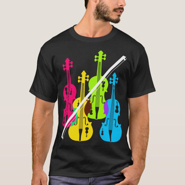Camiseta Regalo de cumpleaños multicolor de los violines (Anverso)