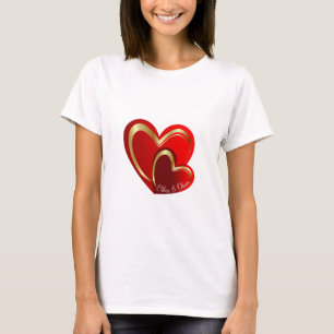 Camiseta Regalo de Cumpleaños para Novia Corazones Rojos de