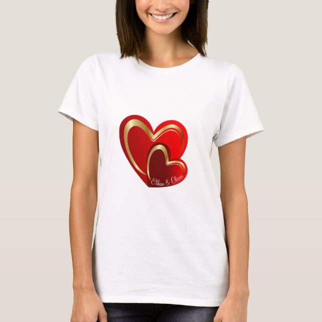 Camiseta Regalo de cumpleaños para novia Corazones Rojos de (Anverso)