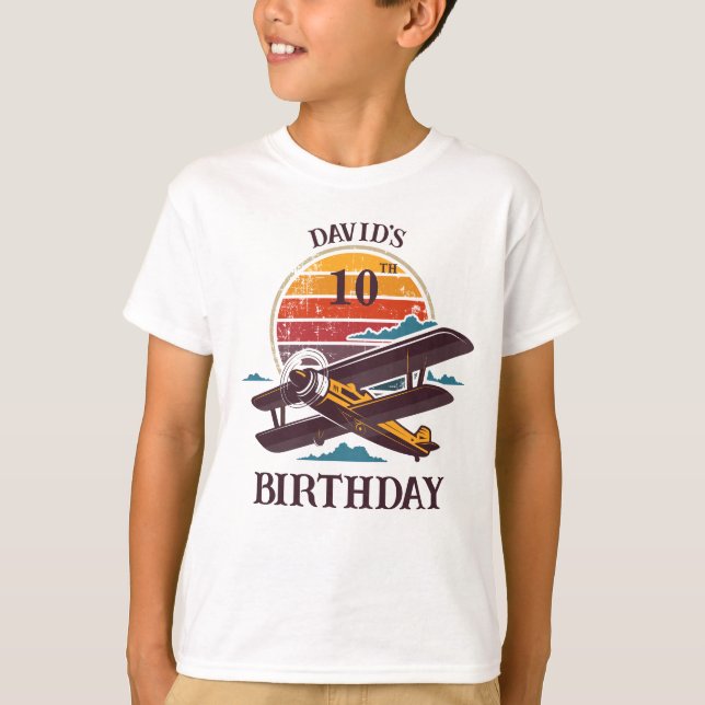 Camiseta Regalo de cumpleaños retro avión adicto a la aviac (Anverso)