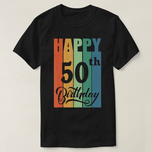 Camiseta Regalo de cumpleaños retro para 50 años Feliz 50°  (Diseño del anverso)