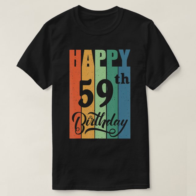 Camiseta Regalo de cumpleaños retro para 59 años Feliz 59º  (Diseño del anverso)