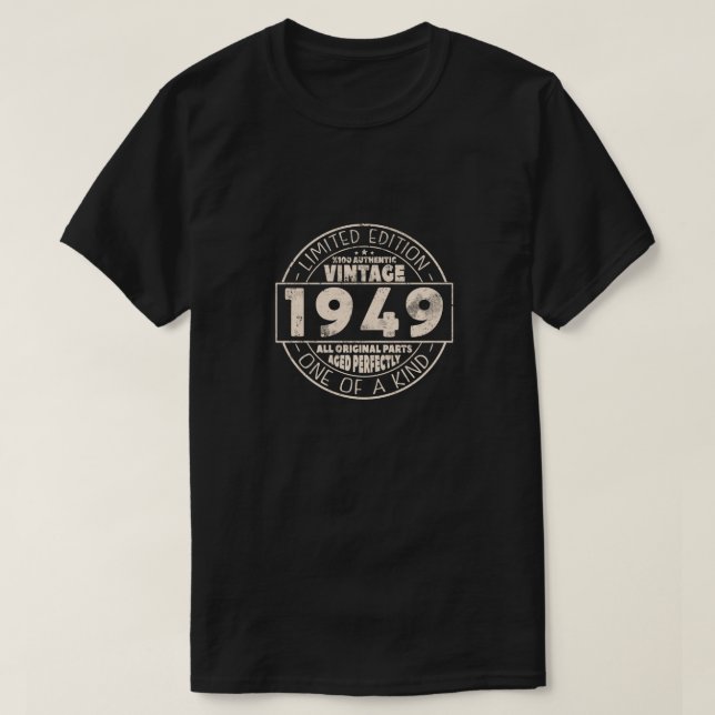 Camiseta Regalo de cumpleaños Vintage 1949 (Diseño del anverso)