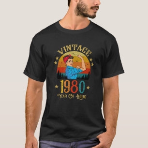 Camiseta Regalo De Cumpleaños Vintage De 1980 Para Mujeres