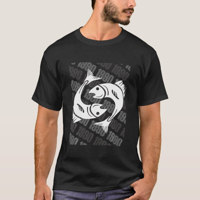 Camiseta Regalo de cumpleaños Zodiac 1990 Horoscope Pisces (Anverso)