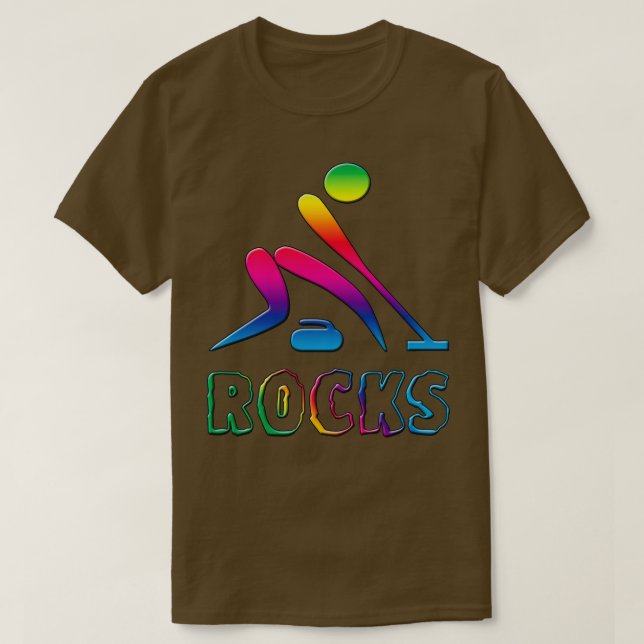 Camiseta Regalo de curling Rocas con currículum de arcoiris (Diseño del anverso)