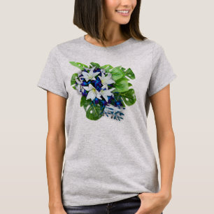 Camiseta Regalo de dama de honor de flor de seda azul, viol