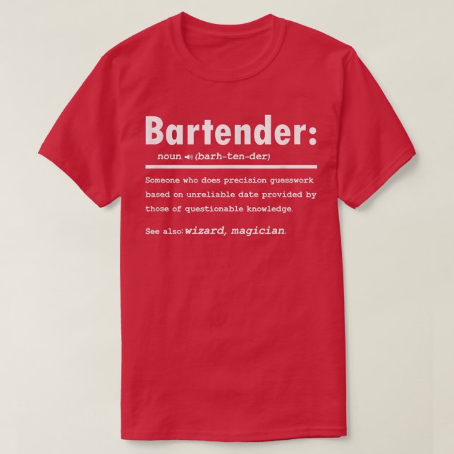 Camiseta Regalo De Definición De Bartender Para Bartender F (Diseño del anverso)