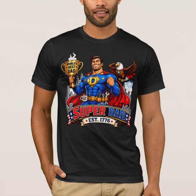 Camiseta Regalo de Día del Padre Superpapá Superhéroe Cómic (Anverso)