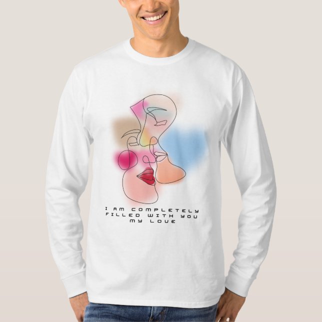 Camiseta regalo de día valentino de mono-línea para amante (Anverso)