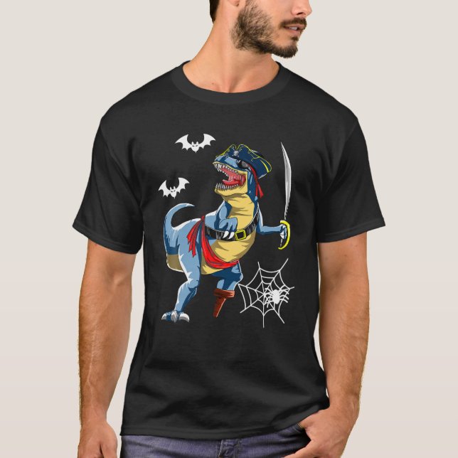 Camiseta Regalo de Dinosaur T Rex Pirate T Jolly Roger Hall (Anverso)