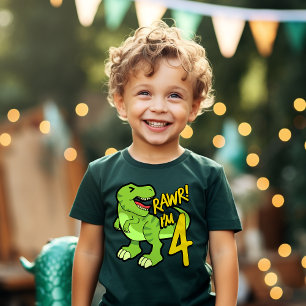 Camiseta Regalo de dinosaurio para cumpleaños 4 divertido