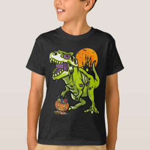 Camiseta Regalo de dinosaurios zombis de Halloween para ni