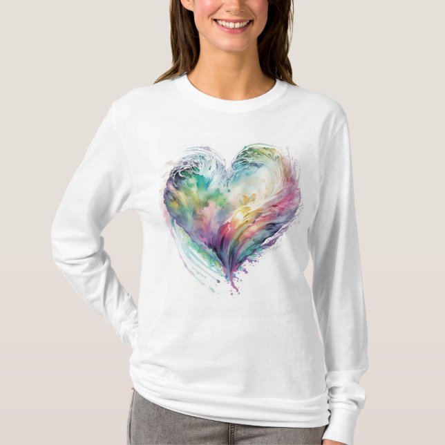 Camiseta Regalo de diseño de corazón en arco iris (Anverso)