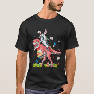 Camiseta Regalo de disfraz de conejo T-rex montando unicorn