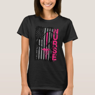 Camiseta Regalo de enfermera patriota Bandera Graduando Esc