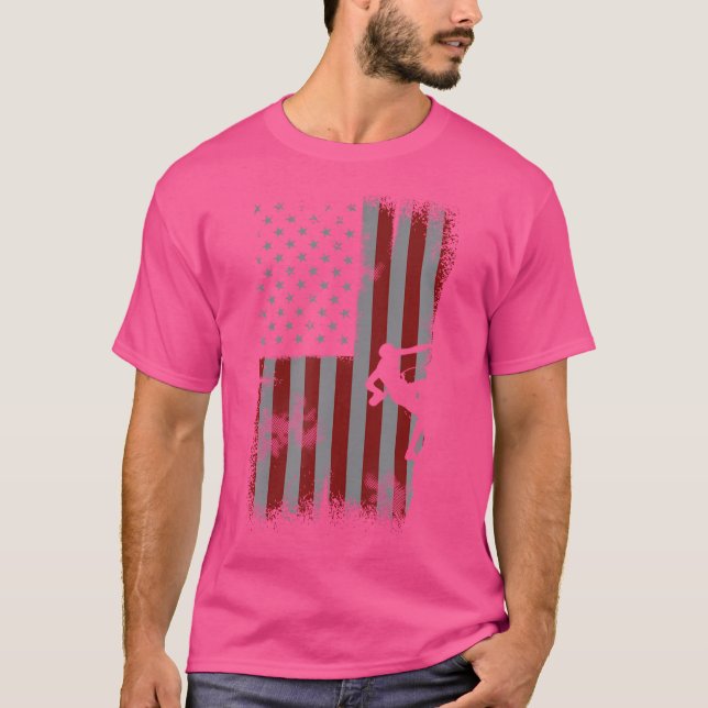 Camiseta Regalo De Escalada De Bandera Retro Estadounidense (Anverso)