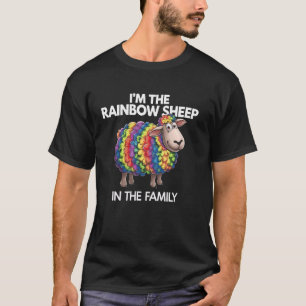 Camiseta Regalo de familia de ovejas arcoíris divertido ama
