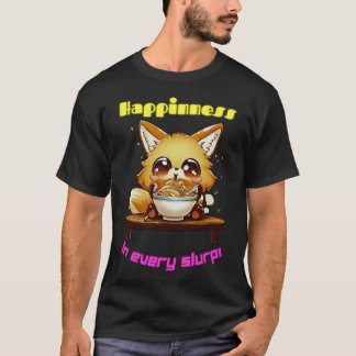 Camiseta Regalo de fideos animales de Ramen Fox Cute Kawaii
