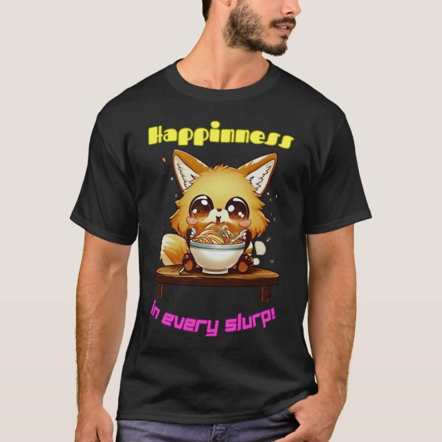Camiseta Regalo de fideos animales de Ramen Fox Cute Kawaii (Anverso)