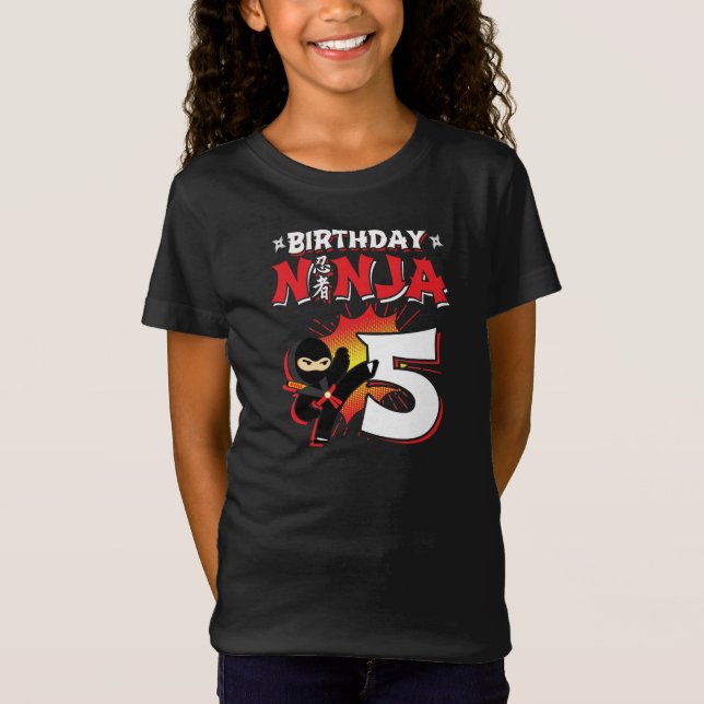 Camiseta Regalo de fiesta de cumpleaños Ninja para niños de (Anverso)