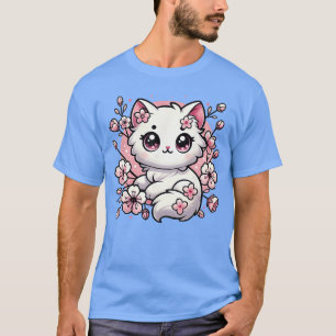 Camiseta Regalo de flores de cerezo de gato Kawaii lindo pa