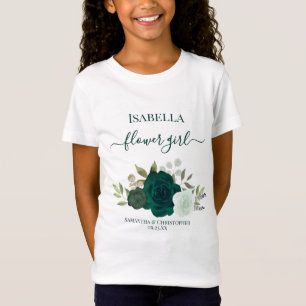 Camiseta Regalo de flores de niña de rosa verde esmeralda l