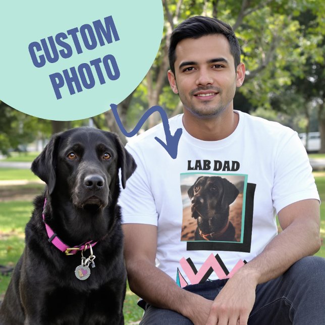 Camiseta Regalo de foto de perro de Personalizado de Lab Da (Lab Dad Custom Dog Photo Gift for Labrador Owner T-Shirt)