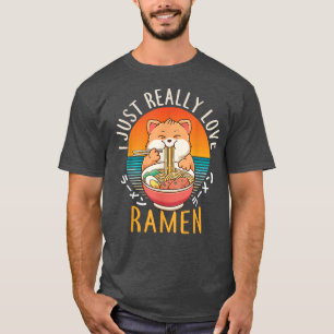 Camiseta Regalo de gato de anime Kawaii Chicas Aman Ramen C