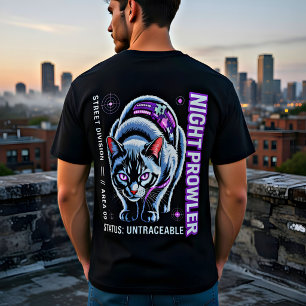 Camiseta Regalo de gato merodeador nocturno cyberpunk para 
