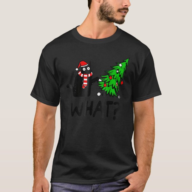 Camiseta Regalo de gato negro que presiona el árbol de Navi (Anverso)