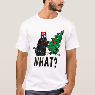 Camiseta Regalo de gato negro que presiona el árbol de Navi
