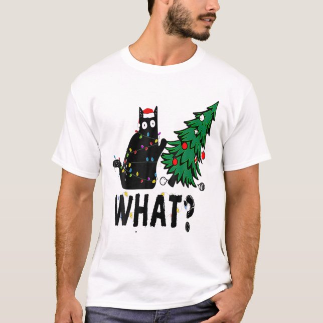 Camiseta Regalo de gato negro que presiona el árbol de Navi (Anverso)