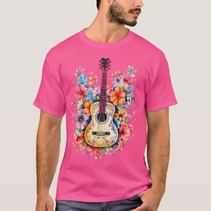 Camiseta Regalo de guitarrista gráfico de guitarra floral p