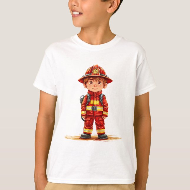 Camiseta 👨‍🚒 Regalo de héroe bombero pequeño lindo para n (Anverso)