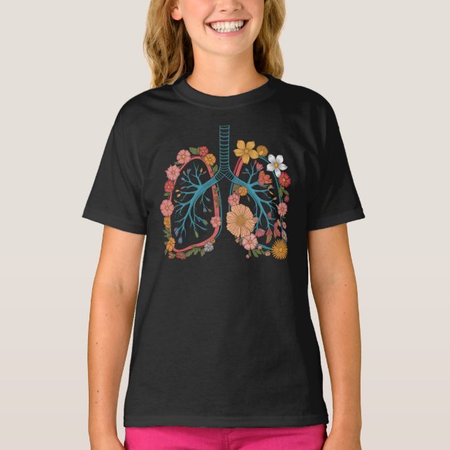 Camiseta Regalo de Ilustracion de vectores de pulmones flor (Anverso)