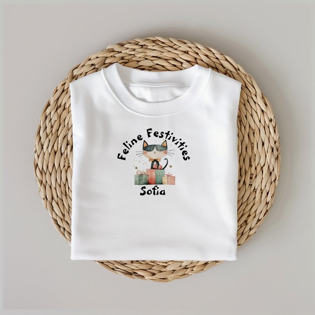 Camiseta Regalo de irónico gato de mamá Navidades con nombr (Subido por el creador)
