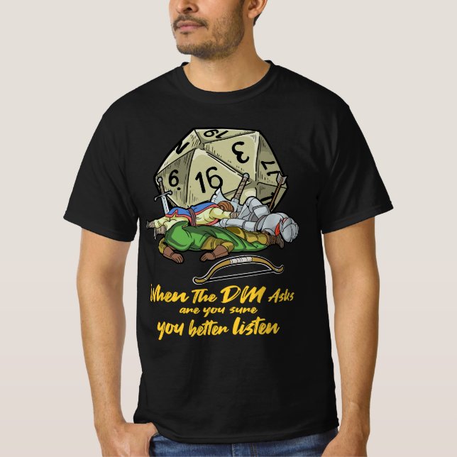 Camiseta Regalo de juegos de mesa cuando el DM pregunta (Anverso)