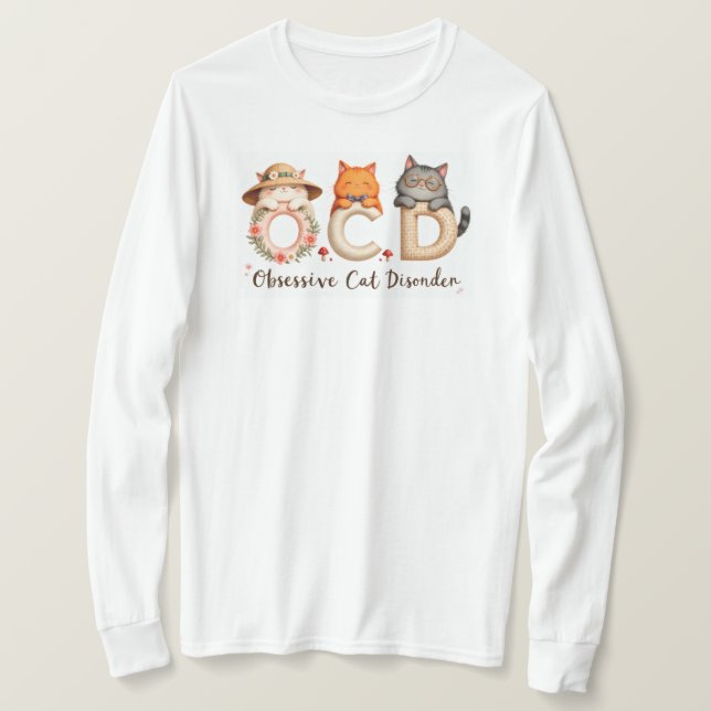 Camiseta Regalo de la dama del gato - Trastorno obsesivo de (Anverso del diseño)