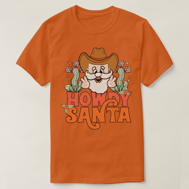 Camiseta Regalo de los Navidades de Howdy Santa Western Cow (Diseño del anverso)