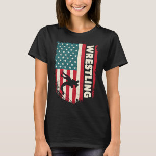 Camiseta Regalo de lucha libre de luchador vintage bandera