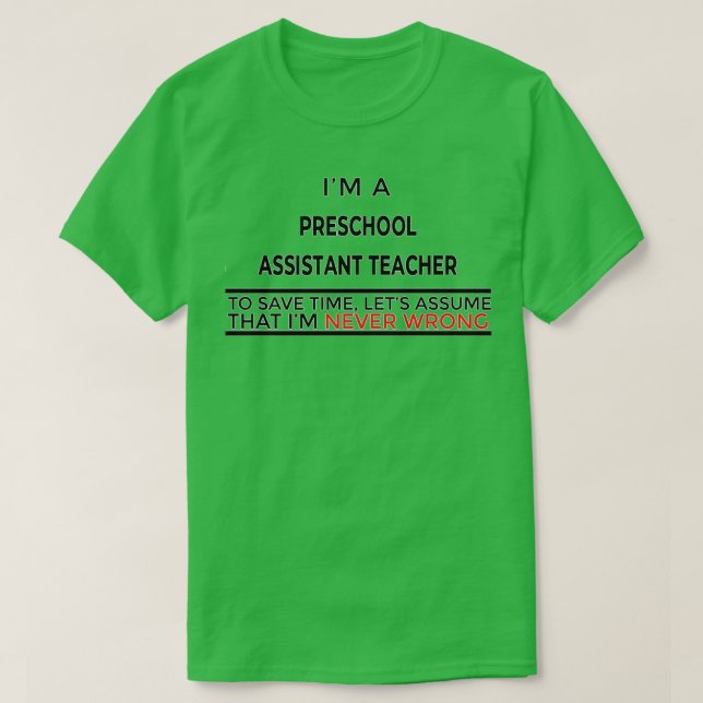 Camiseta Regalo De Maestros Auxiliares De Preescolar Presen (Diseño del anverso)