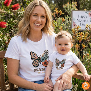 Camiseta Regalo de Mama Mariposa Año-Establecido Nueva Mamá