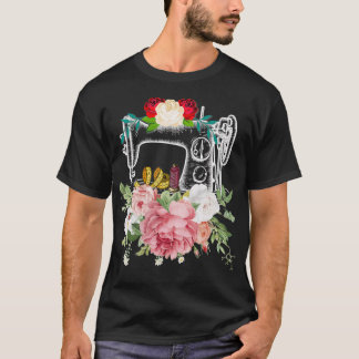 Camiseta Regalo de máquina de coser florido Flor Floral