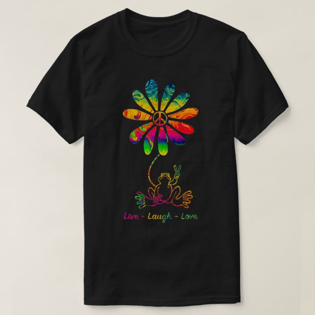 Camiseta Regalo de margarita de flores hippie de la rana de (Diseño del anverso)
