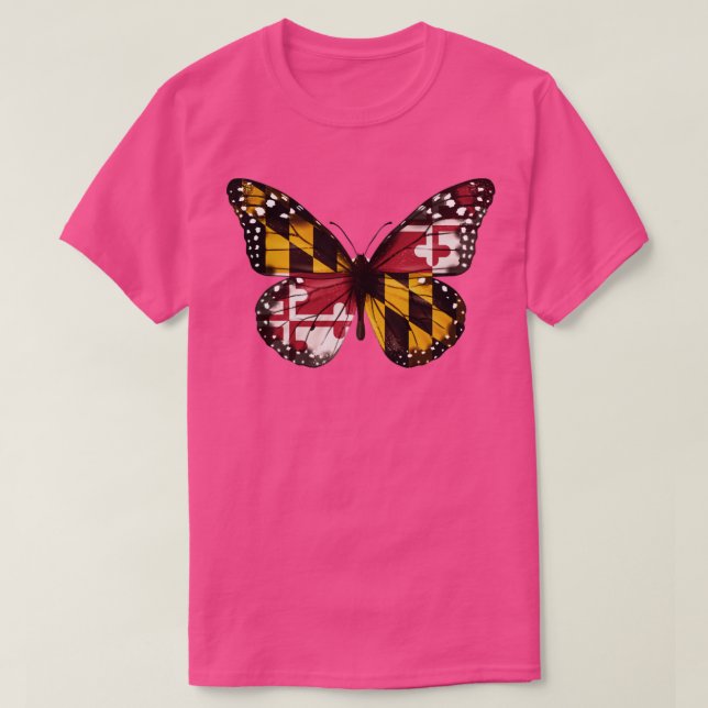 Camiseta Regalo de mariposa con bandera de Maryland para ma (Diseño del anverso)